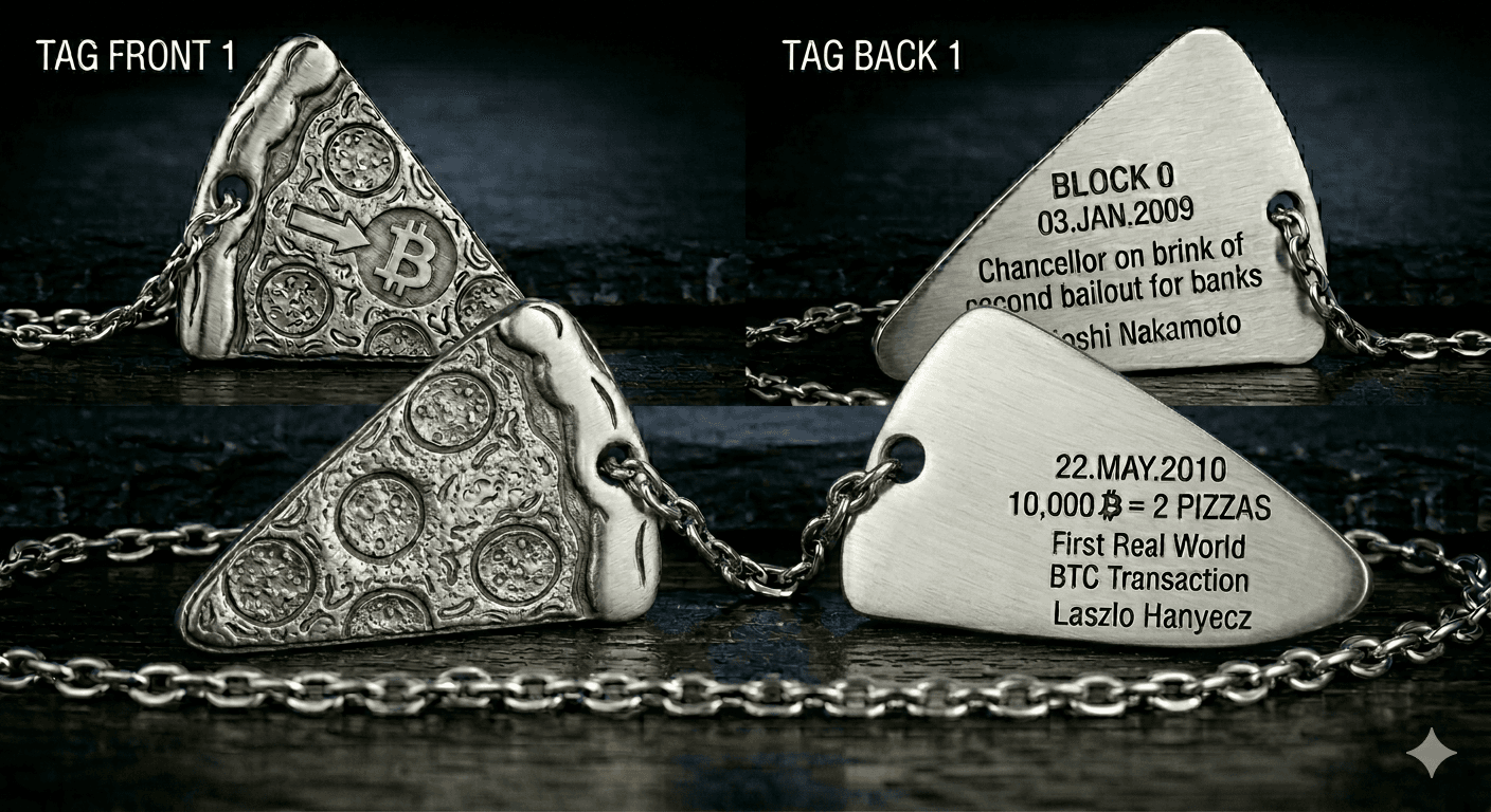 Bitcoin Dog Tag Set「創世と証明」 by mue9981