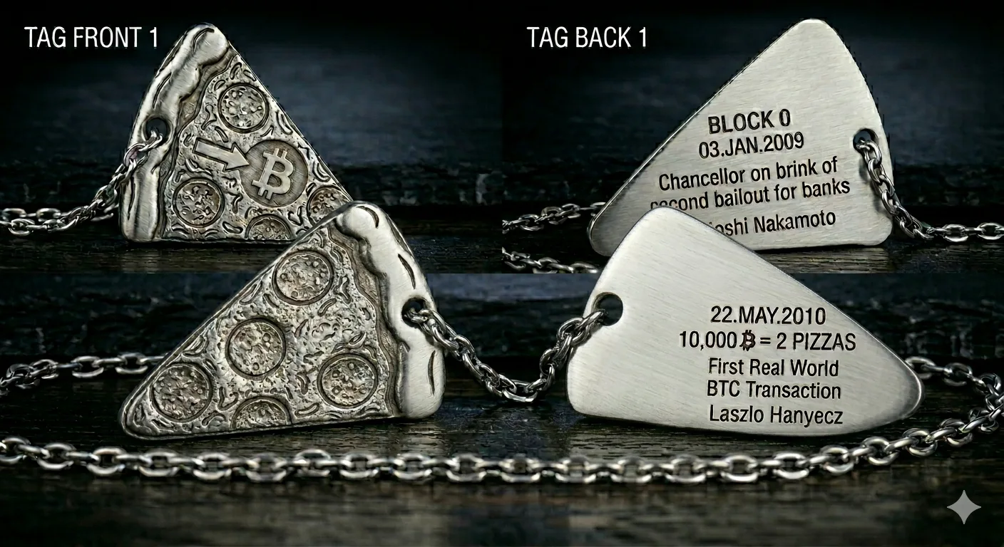 Bitcoin Dog Tag Set「創世と証明」 by mue9981