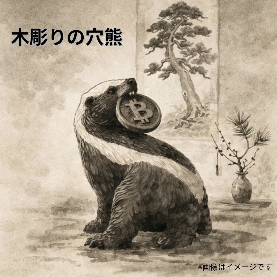 不屈の精神 — 木彫りの穴熊 by チームなかもと